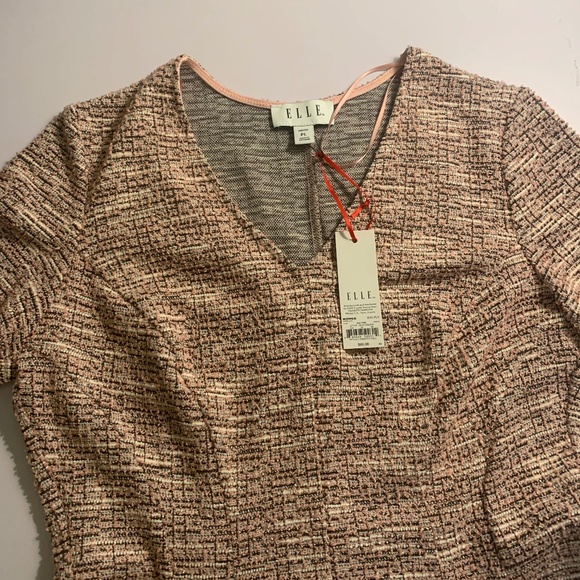 ELLE Petite Pink Tweed Knit Fit & Flare Dress - PL -NWT - Picture 3 of 5